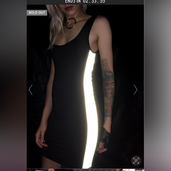 Dolls Kill Dresses & Skirts - Nwot Dollskill black bodycon mini dress w/ reflective detail